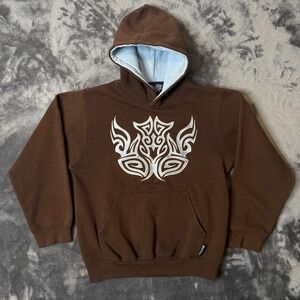 Vintage Y2k Silver Point Brown Pullover Sweater Size Small Long Sleeve Tribal